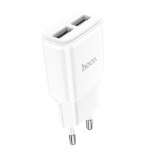 Мережевий зарядний пристрій HOCO Star round dual port charger White ( )