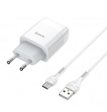 Мережевий зарядний пристрій з кабелем HOCO Glorious dual port charger set(Type-C) White ( )