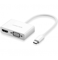 USB-хаб UGREEN USB Type C to HDMI + VGA Converter (White) ( )