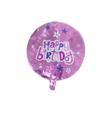 Кругла фольгована повітряна кулька Happy Birthday, рожева, см