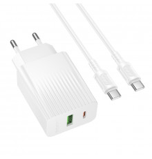 Мережевий зарядний пристрій з кабелем BOROFONE Source. charger set(C to C) White ( )