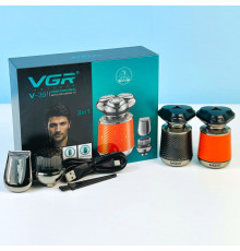 Електробритва VGR роторна для вологого та сухого гоління, Waterproof з ма насадками