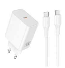Мережевий зарядний пристрій HOCO Source single port charger set(C to C) White ( )