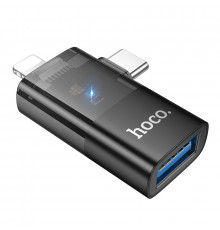 Перехідник HOCO iP male/C male to USB female OTG transparent adapter ( )