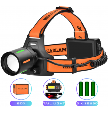 Ліхтар налобний NIGHT VISION FLUORESCENCE ),, РЕЖИМ, Power Bank, ЗП Type-C, zoom