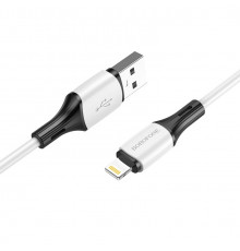 Кабель BOROFONE USB to iP.,, silicone, silicone connectors, White ( )