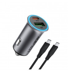 Автомобільний зарядний пристрій ACEFAST (USB-A+USB-C) dual port metal car charger set ( ) Metal Gray ( )