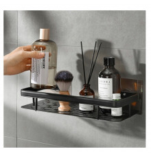 Чорна настінна полиця-органайзер для ванної кімнати Storage Rack