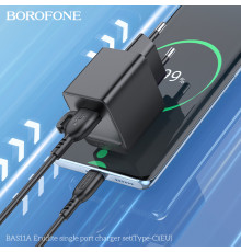 Мережевий зарядний пристрій BOROFONE Erudite single port charger set (Type-C) (EU) Black ( )