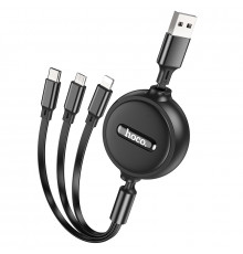 Кабель HOCO double-pull charging cable(iP+Micro+Type-C) Black ( )
