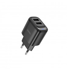 Мережевий зарядний пристрій HOCO Smart dual-port charger Black ( )