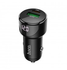 Автомобільний зарядний пристрій HOCO Light road dual port digital display. car charger Black ( )