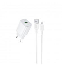 Мережевий зарядний пристрій з кабелем BOROFONE Star single port. charger set (Micro) (EU) White ( )