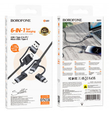 Data Cable Borofone Settler USB+Type-C to Lightning+Micro+Type-C.