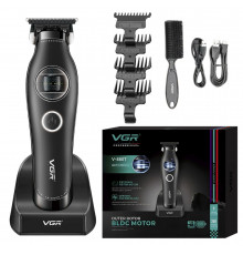 Тример VGR BLACK, EXTERNAL ROTOR MOTOR, MIM BLADE, насадки, док-станція