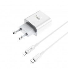Мережевий зарядний пристрій з кабелем HOCO Plus Speed source charger set(C to iP) White ( )