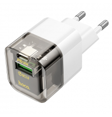 Мережевий зарядний пристрій HOCO Platinum dual-port. charger(EU) Transparent black ( )