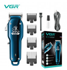 Акумуляторна машинка для стрижки (clipper) VGR BLUE, насадки