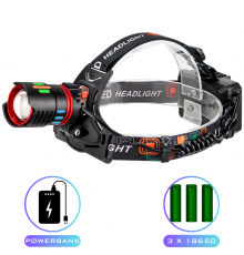 Ліхтар налобний NIGHT VISION FLUORESCENCE, РЕЖИМ,, ЗП Type-C, Power Bank, zoom, Box