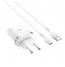 Мережевий зарядний пристрій з кабелем HOCO Smart. charger set(Type-C) White ( )