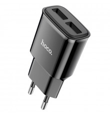 Мережевий зарядний пристрій HOCO Star round dual port charger Black ( )