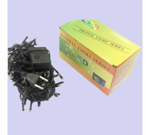 4478-код 2025 Черный  Провод Гирлянда 5m 80 led clear black with control      2-50  (100)