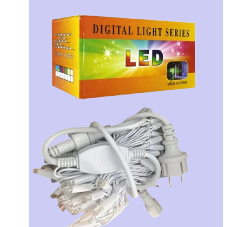 4483-код  2025 Белый Провод Гирлянда 8m 80 led 2,30мм  Уличная Белый white wire   7-10   (20)